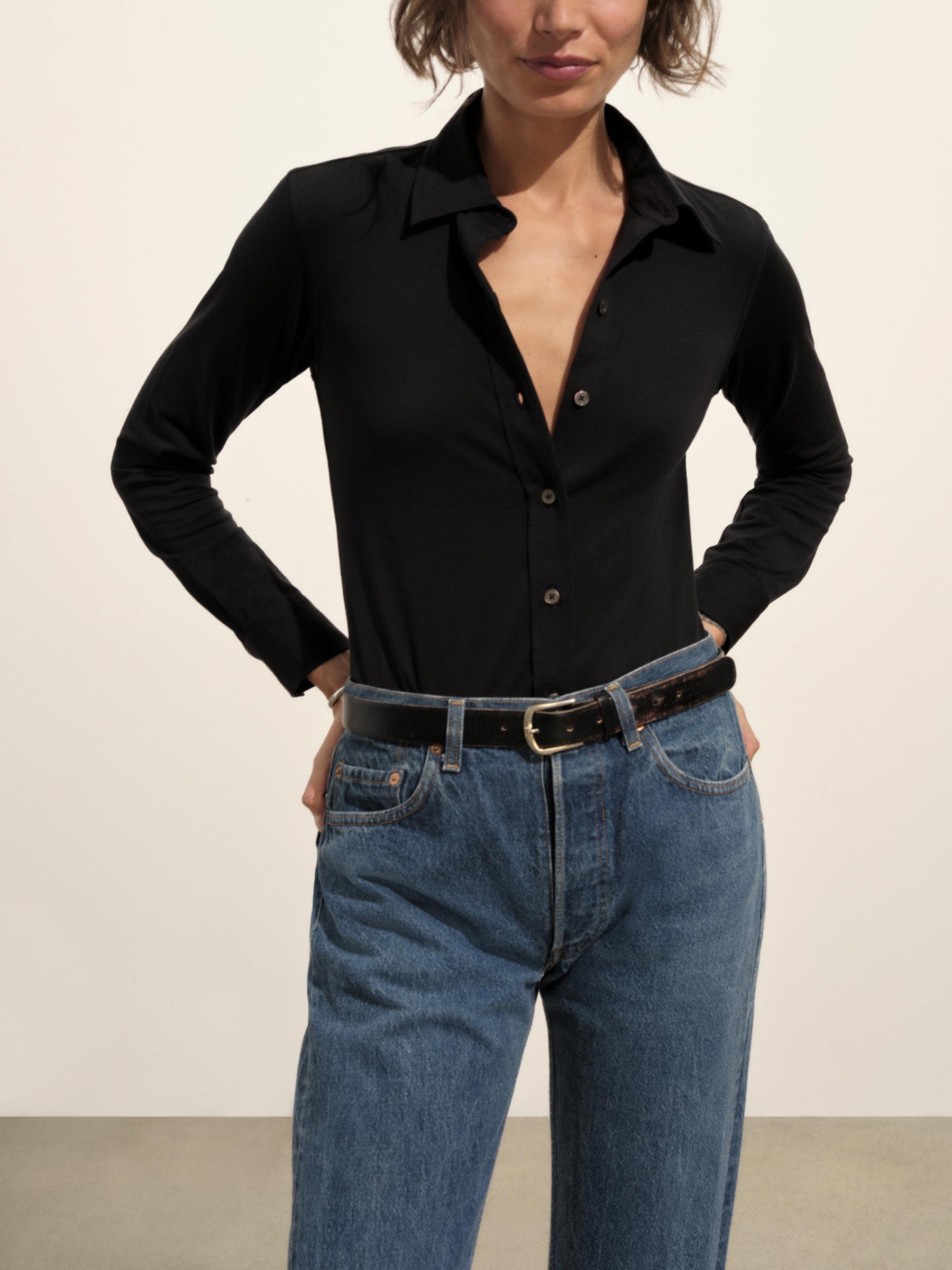 Black Fluid Jersey Bungalow Shirt Product Image