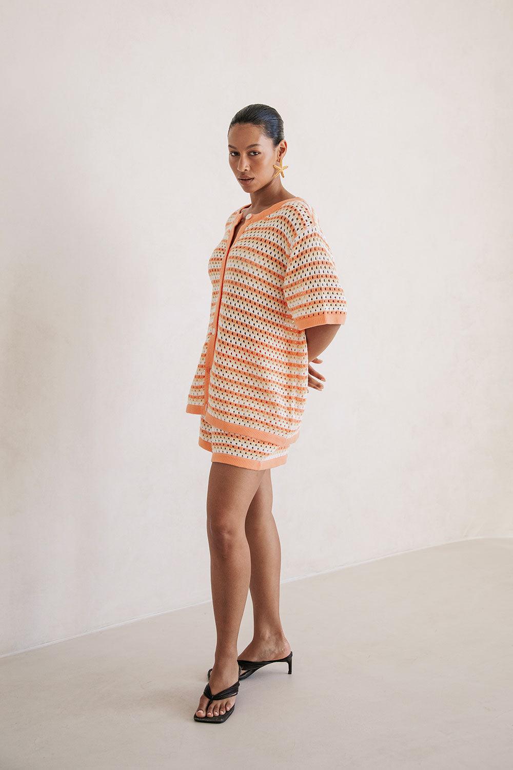 Chantel Knit Shorts - Orange Product Image