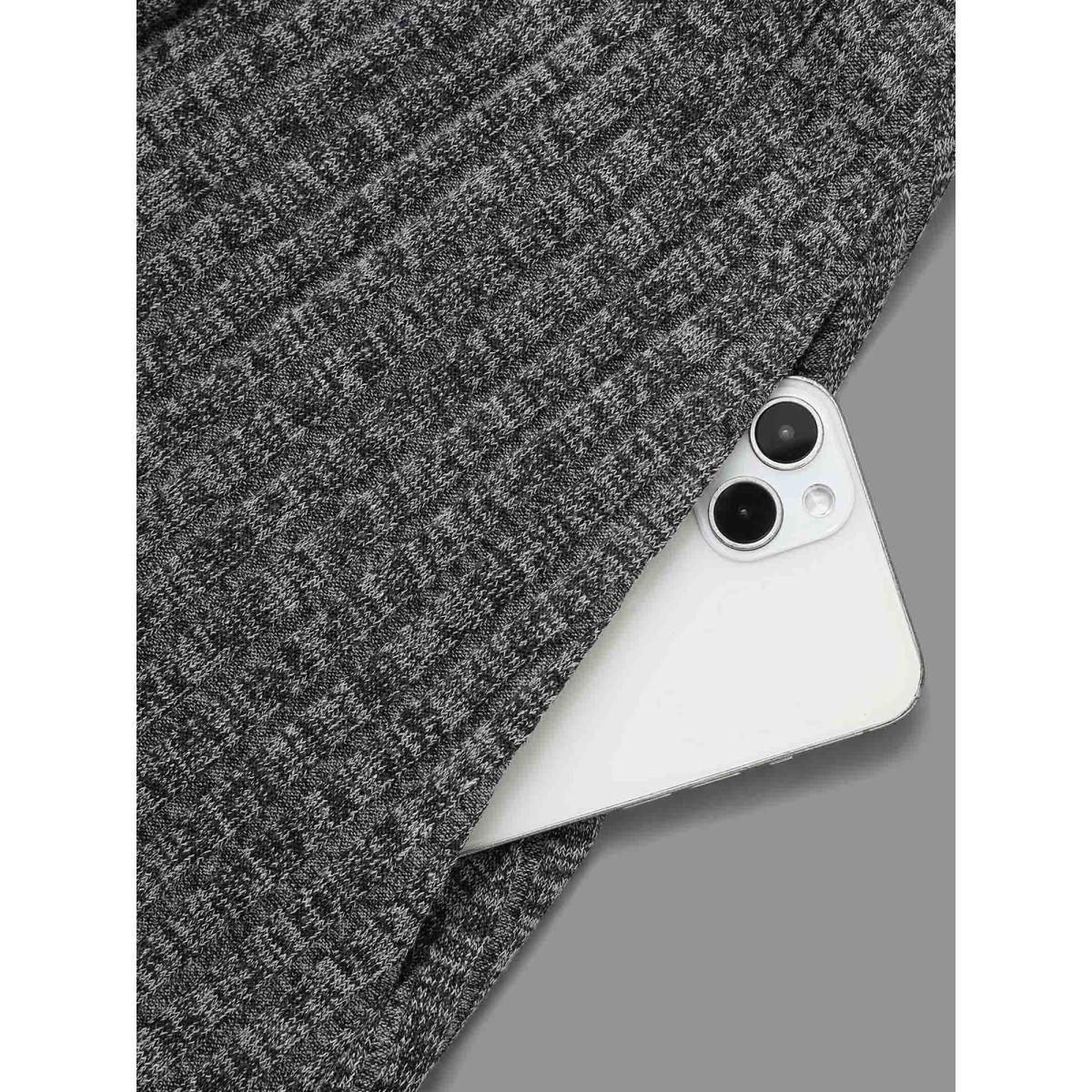 Plus Size Crew Neck Rib Knit Button Detail Dress DimGray Women Casual Texture Knit Dresses Bloomchic 28/5X Product Image