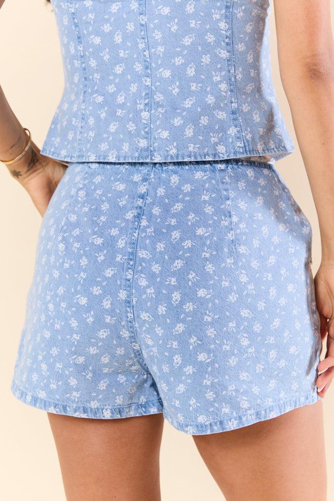 Make It Your Own Denim Floral Shorts FINAL SALE Product Image