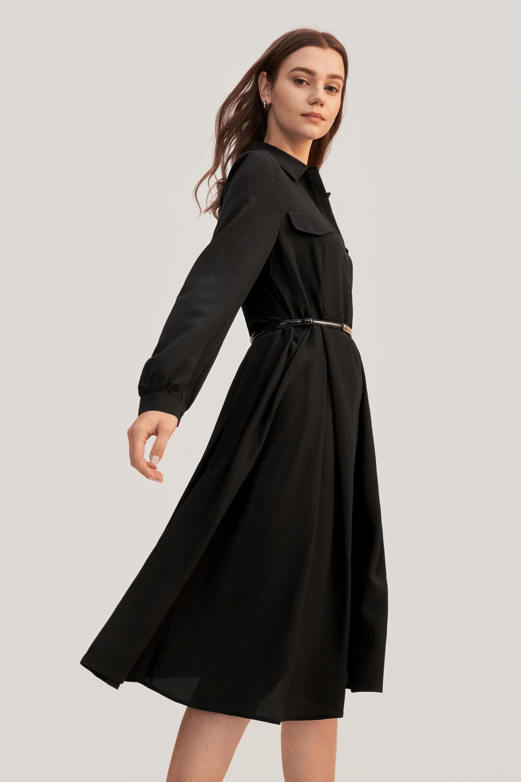Women's Long Sleeve Retro Graceful Silk Dress Product Image