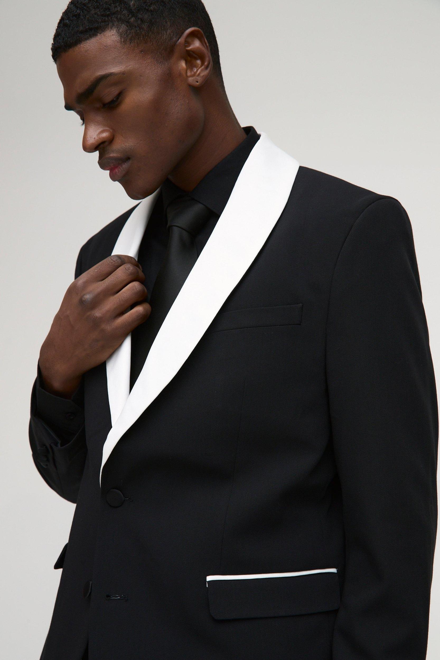 Straight Fit Shawl Collar Blazer | boohooMAN USA Product Image