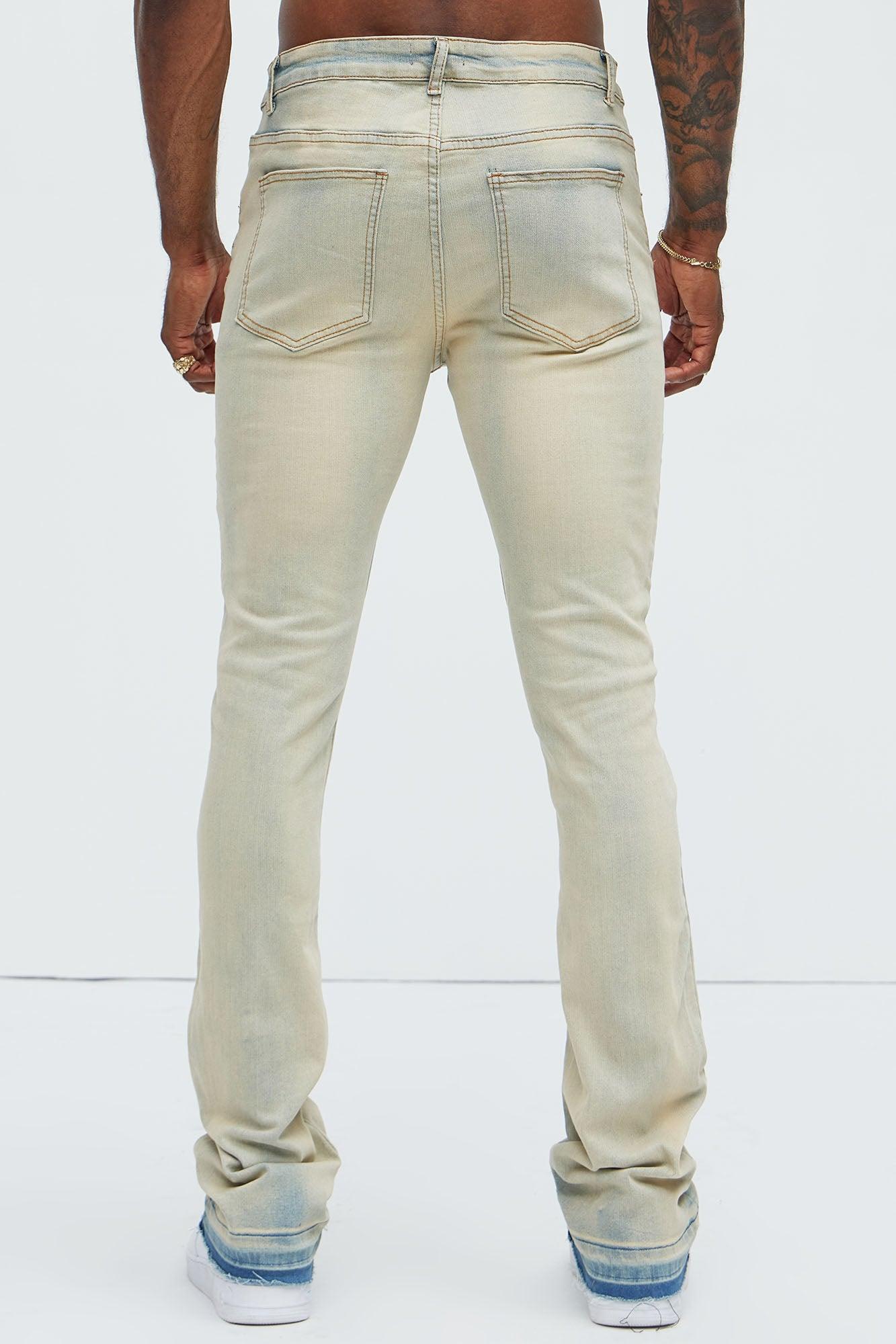 Plan Ahead Ripped Stacked Skinny Flare Jeans - Light Wash Product Image