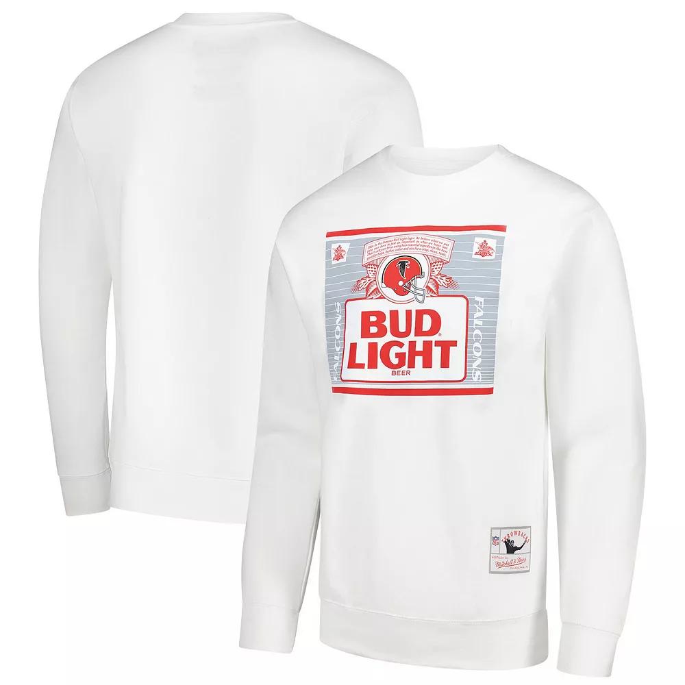Men's Mitchell & Ness White Atlanta Falcons NFL x Bud Light The Crest Pullover Sweatshirt, Size: XL Product Image