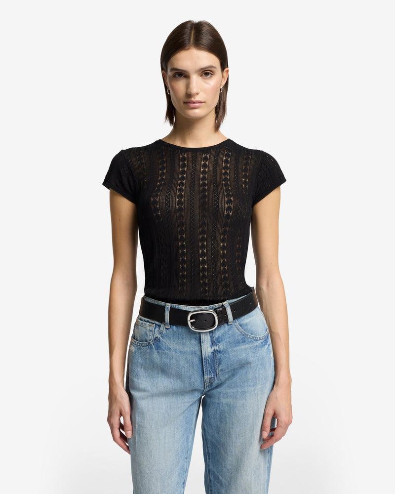 Short Sleeve Pointelle Crew Sweater Product Image