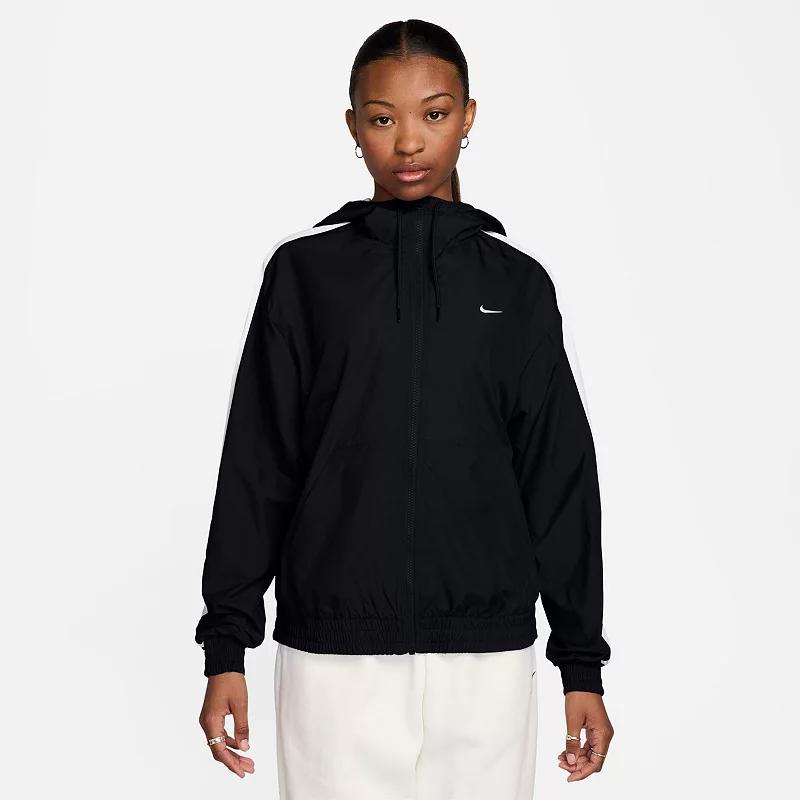 Womens Nike Sportswear Classic Wovens Loose UV Hooded Jacket | FV6298-010 Product Image