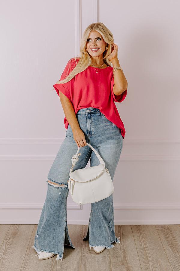 Champagne And Peonies Shift Top In Raspberry Curves Product Image