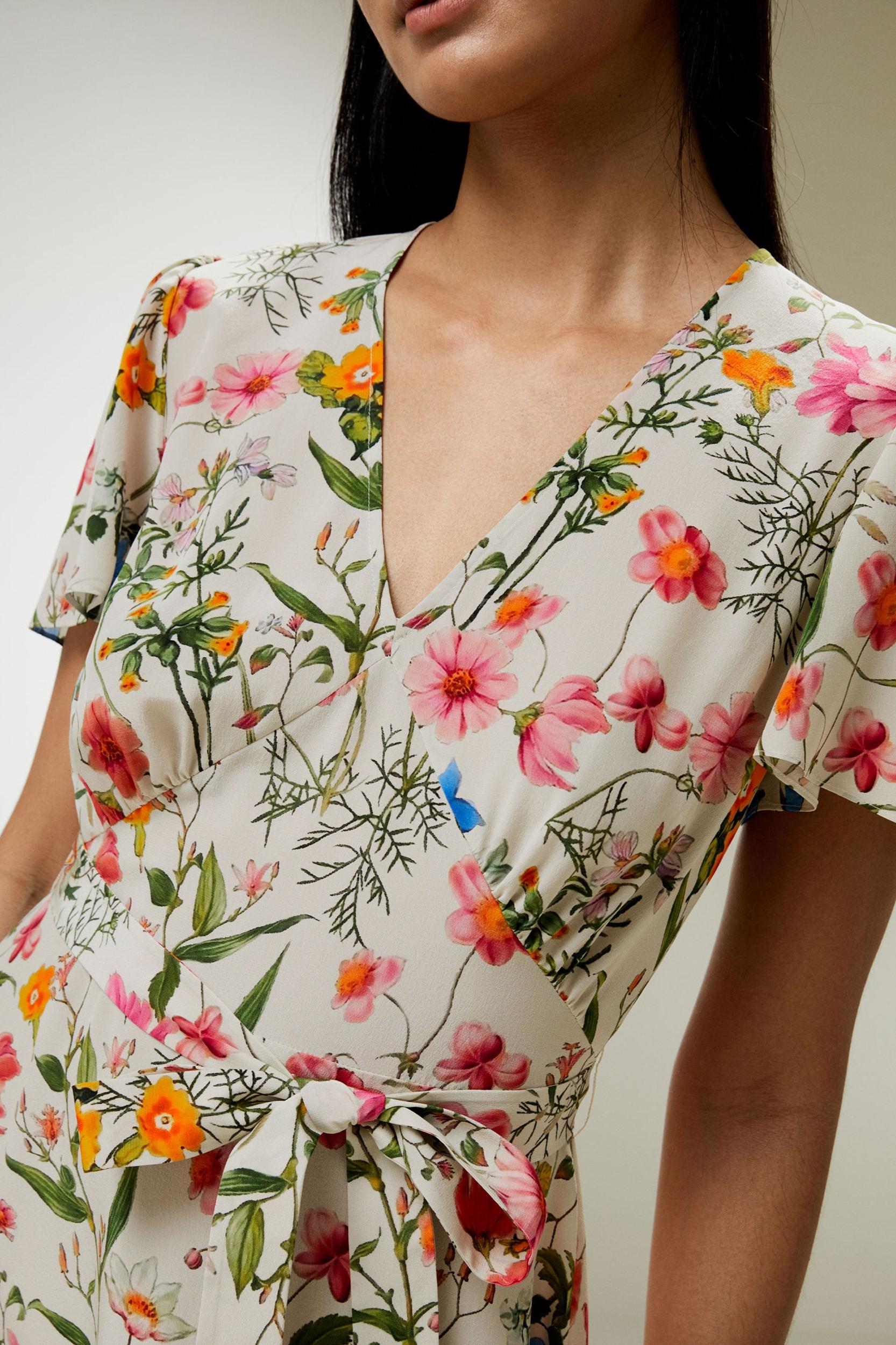 LILYSILK X MIM Floral Short Sleeve Dress With Tie Belt Product Image