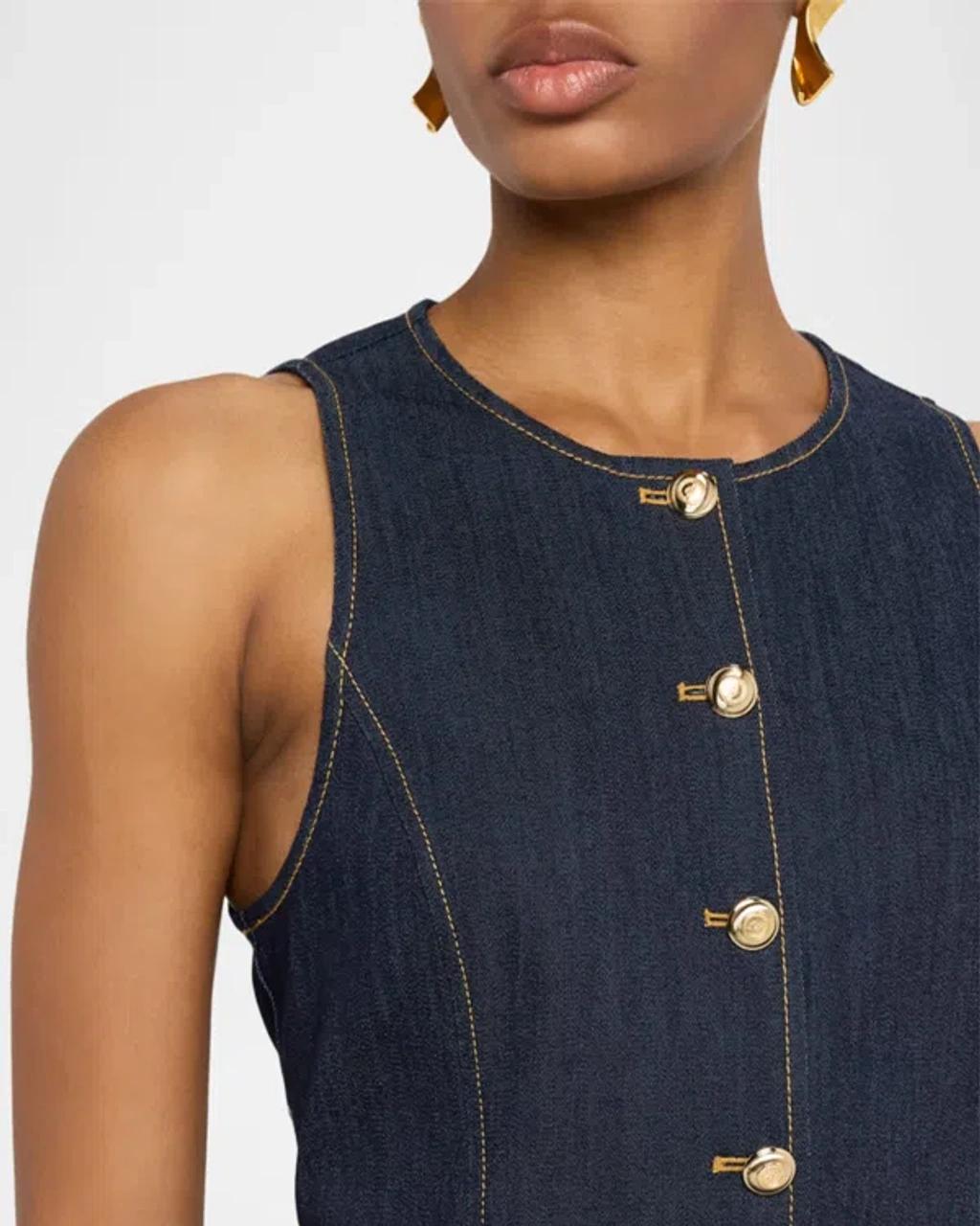 CINQ À SEPT Elyse Pleat Denim Minidress In Multi Product Image