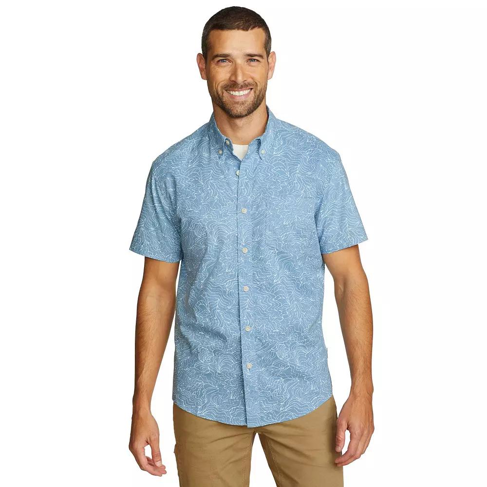 Men's Eddie Bauer Baja Print Short Sleeve Button-Down Shirt, Size: Small, Blue Fog Product Image