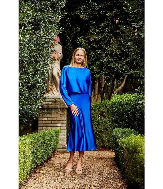 Antonio Melani Blyss Boat Neck Long Sleeve Coordinating Satin Blouse Product Image