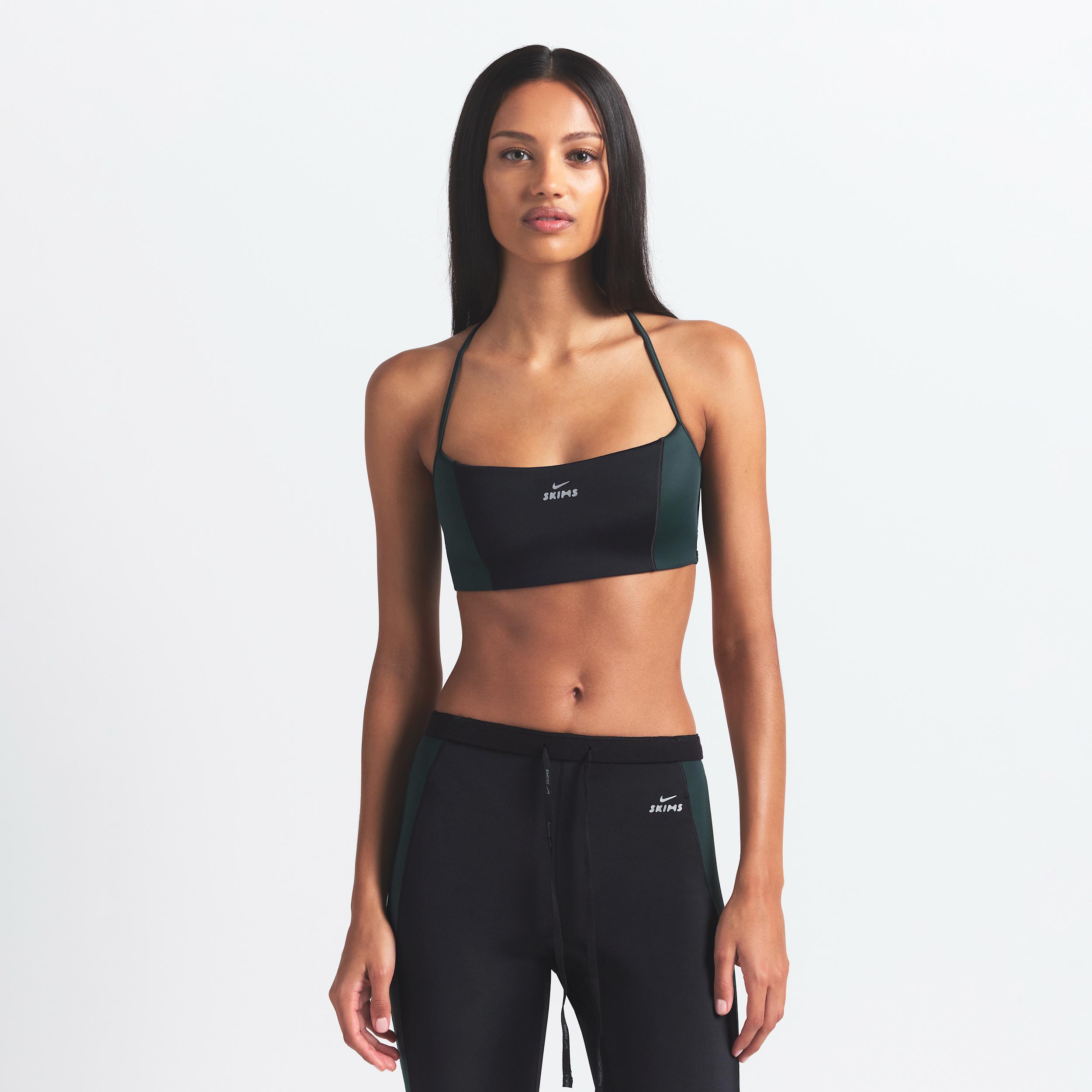 Nike Womens SKIMS Shine Padded 1/2-Sleeve Crop Top | BABRA9498W-OBT Product Image