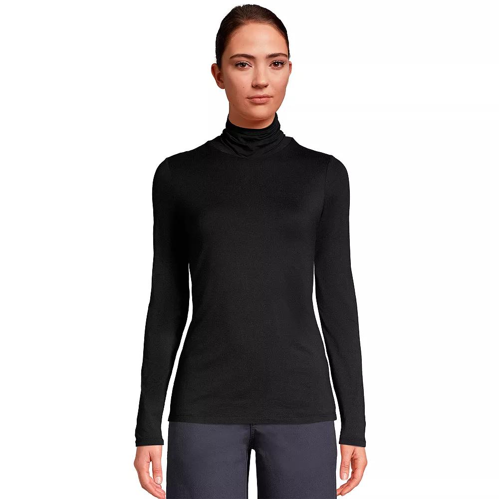 Women's Lands' End Lightweight Fitted Turtleneck,  Product Image