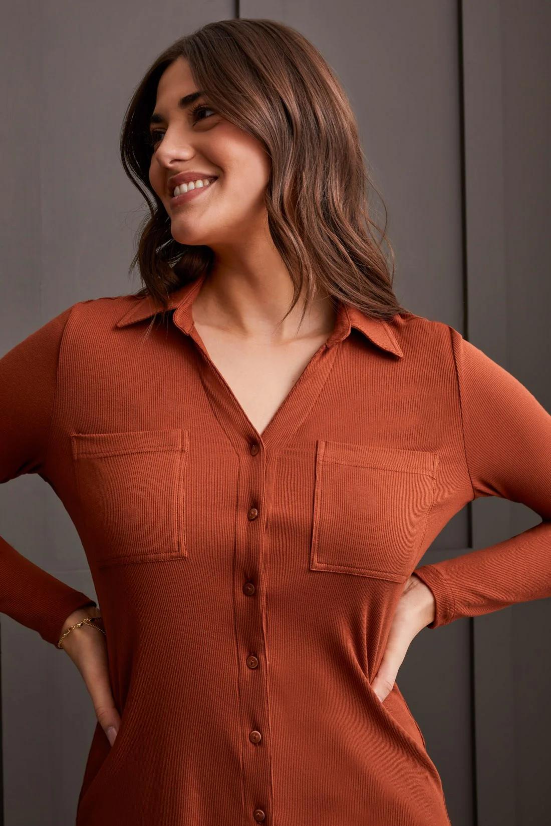 SOFT TOUCH MINI RIB BUTTON-UP SHIRT Product Image