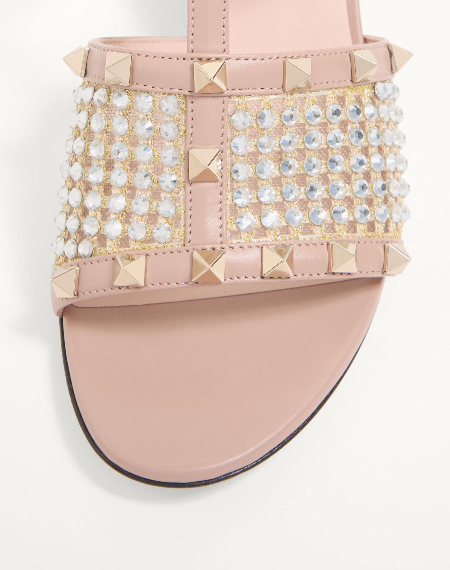 Rockstud Calfskin Slide Sandal With Strass Embroidery 60Mm Product Image