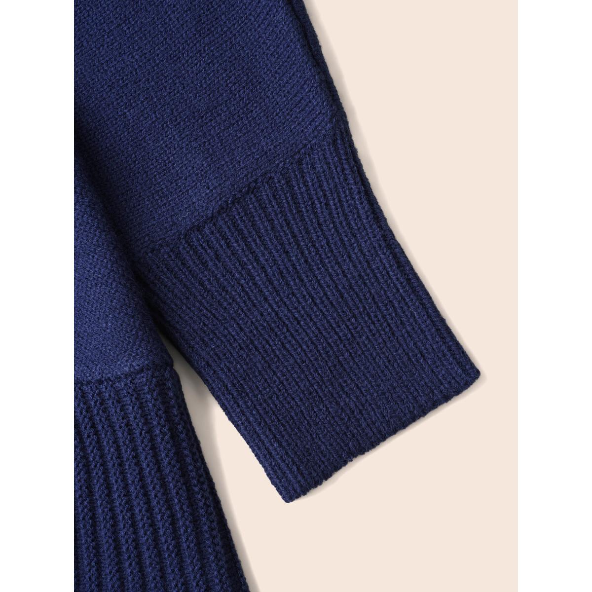 Plus Size Winter Wonderland Shawl Collar Open Cardigan Indigo Women Casual Loose Long Sleeve Everyday Cardigans BloomChic 12/L Product Image