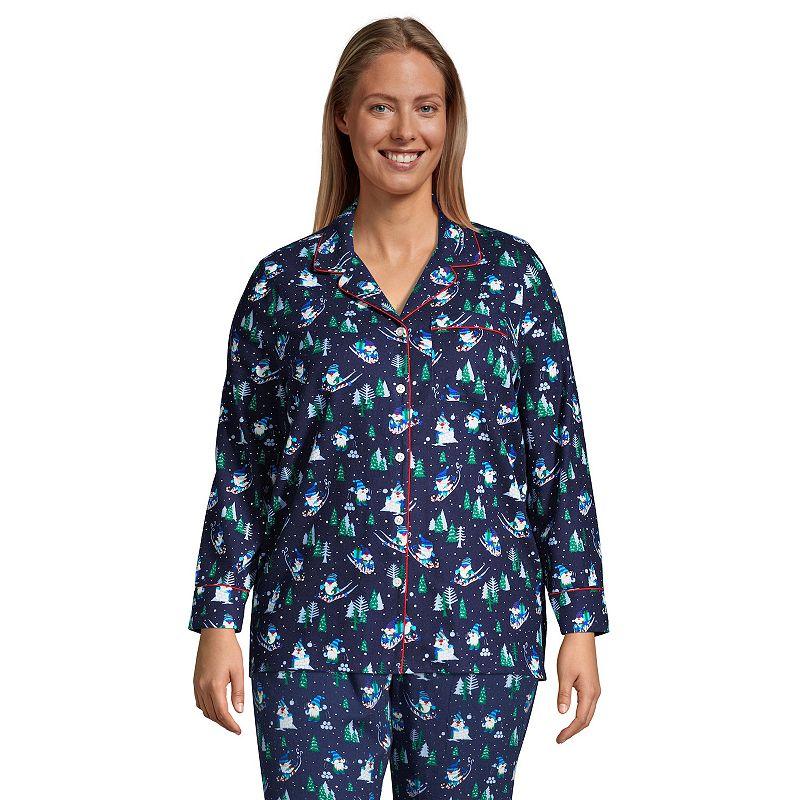 Plus Size Lands End Long Sleeve Flannel Pajama Top, Womens Product Image