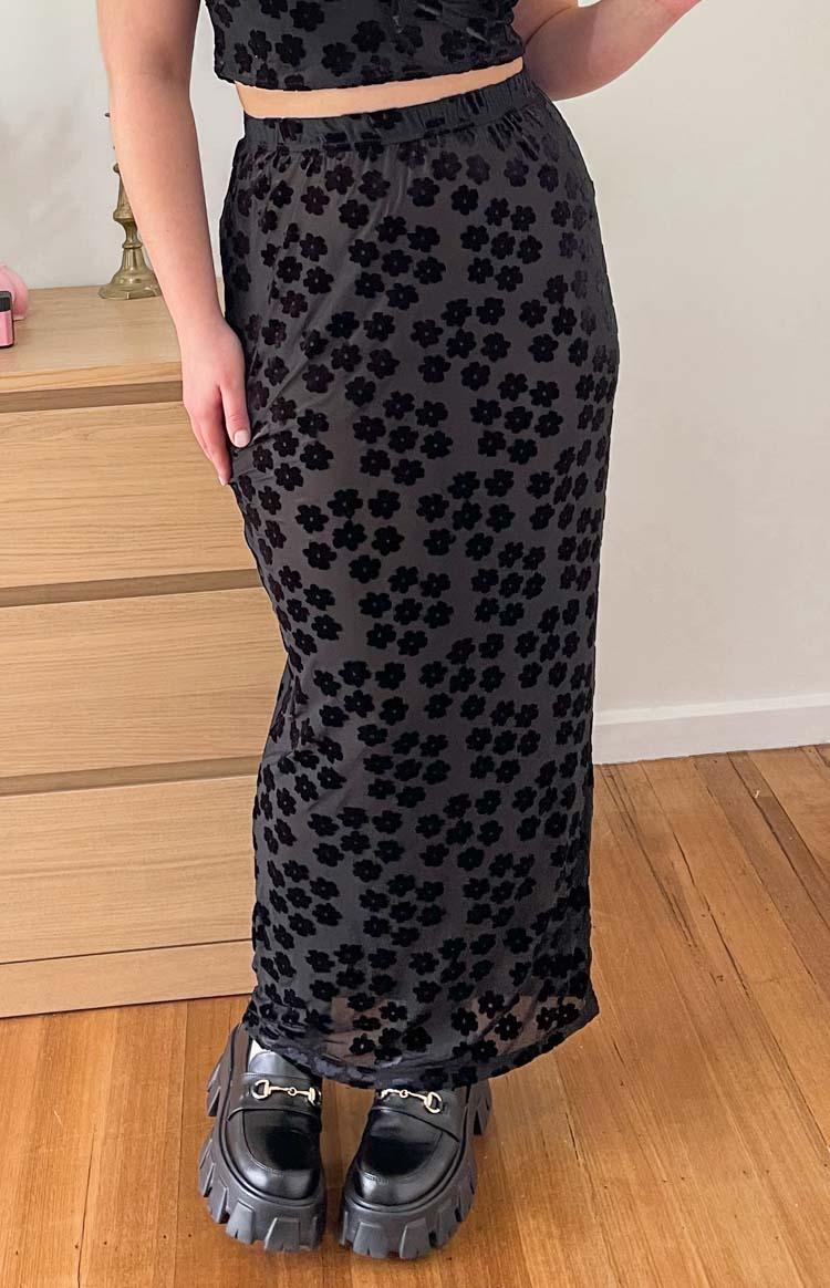 Late Night Black Maxi Skirt Product Image