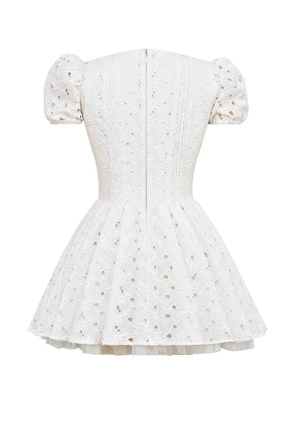 Imani  white pleated broderie anglais mini dress Product Image