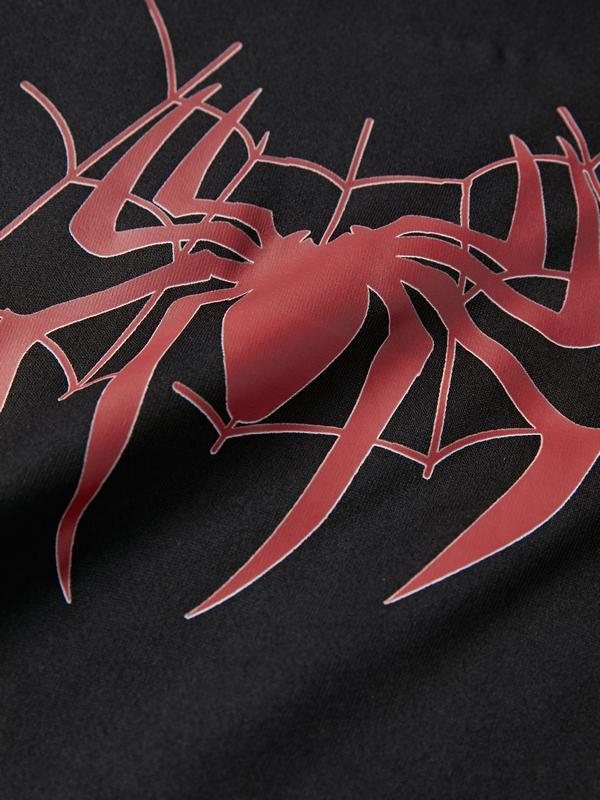 Men's Contrast Color Spider Embroidery Full Zip Oversized Hoodie Product Image