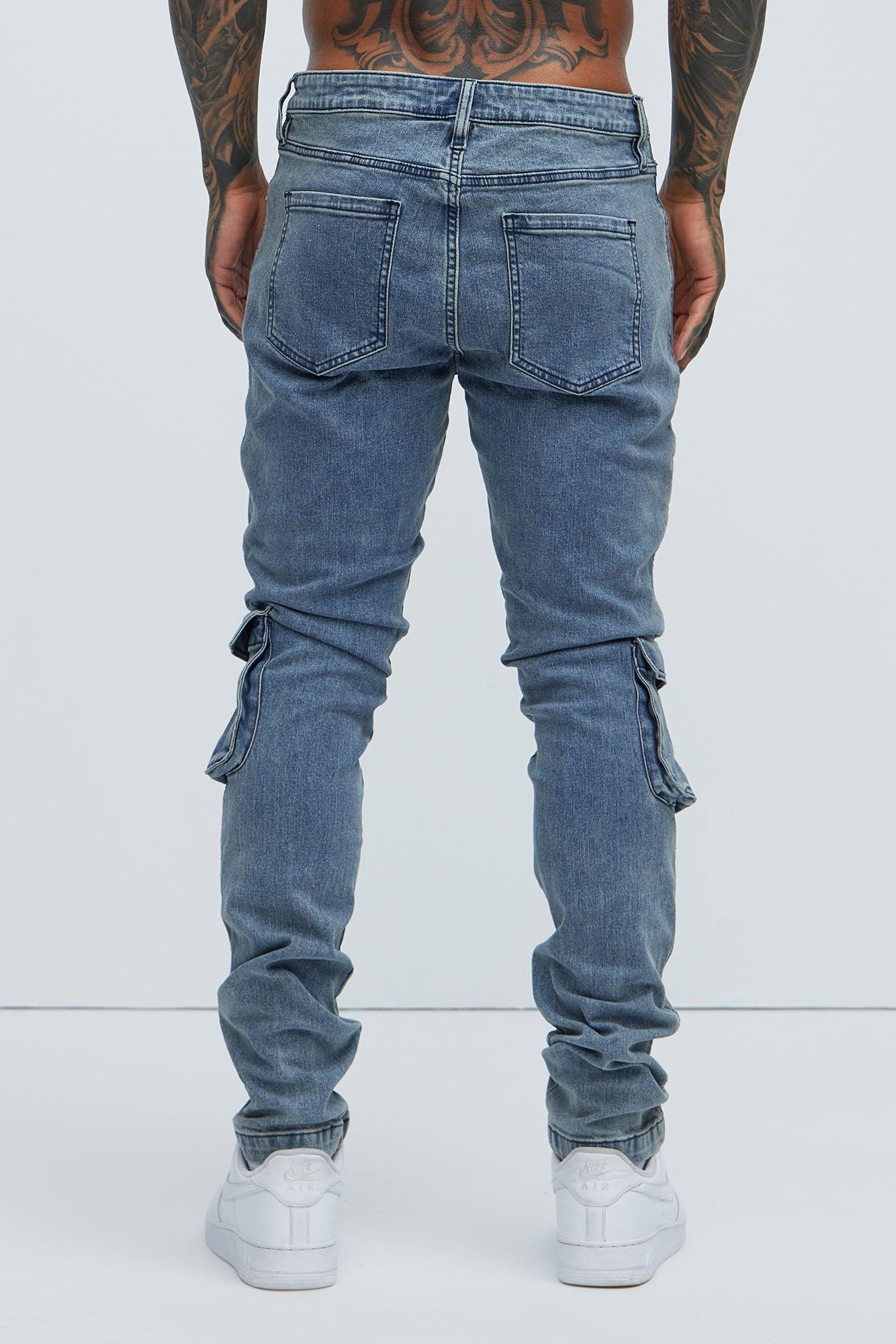 Johnny Vintage Skinny Cargo Jeans - Vintage Blue Wash Product Image