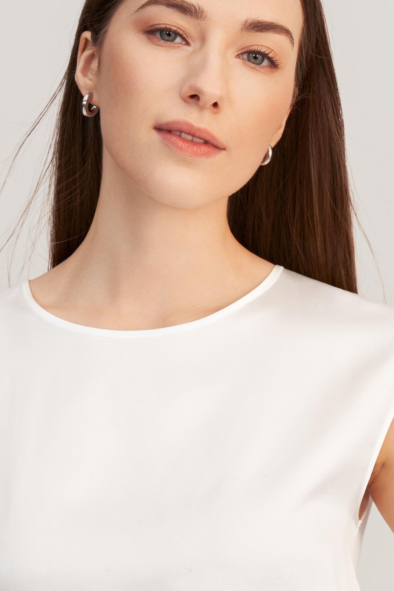 LILYSILK Silk T Shirt for Women White Pure Silk Soft Classic Light and Soft S Product Image