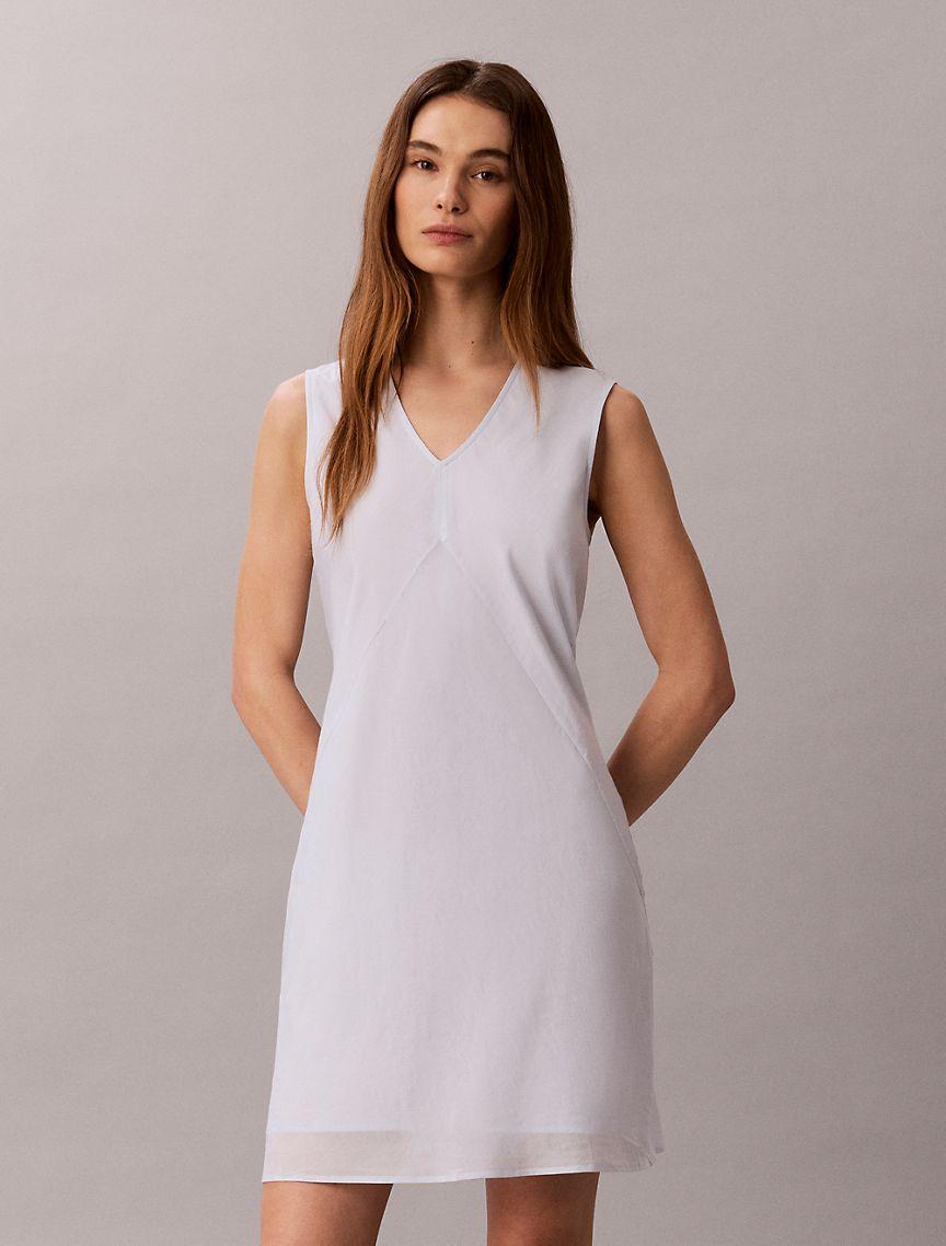 Cotton Blend V-Neck Mini Dress Product Image