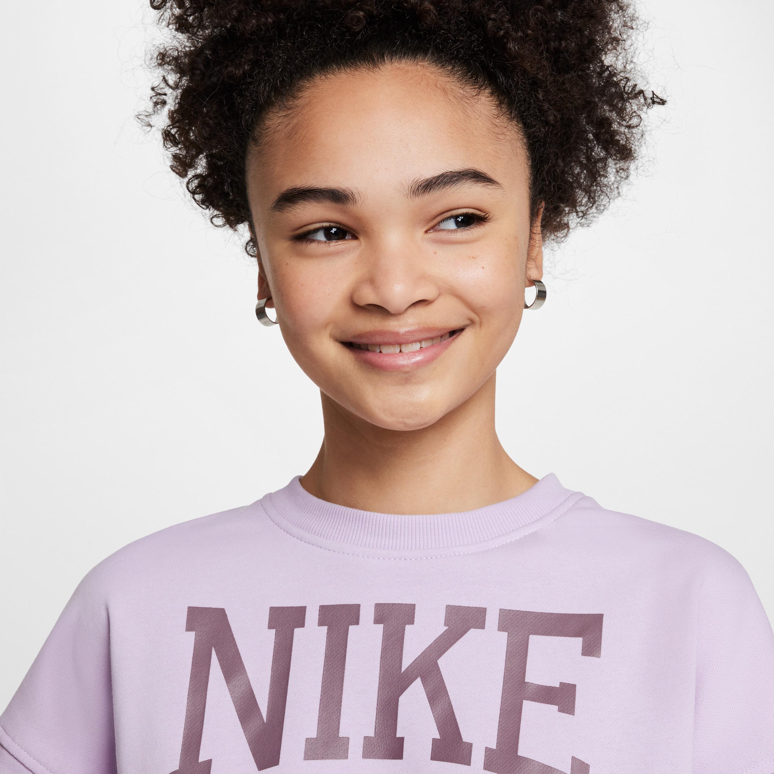 Unisex Nike Sportswear Club Girls French Terry Crew-Neck Sweatshirt | HJ3373-537 Product Image