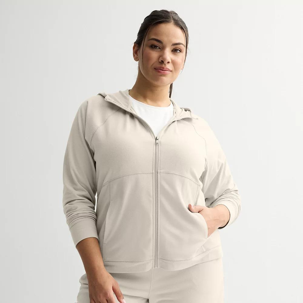 Plus Size Tek Gear® Essential Hooded Jacket, Women's, Size: 2XL, Silver Boardwalk Product Image