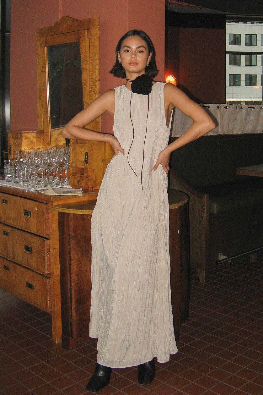 Crinkled Column Maxi Dress Product Image