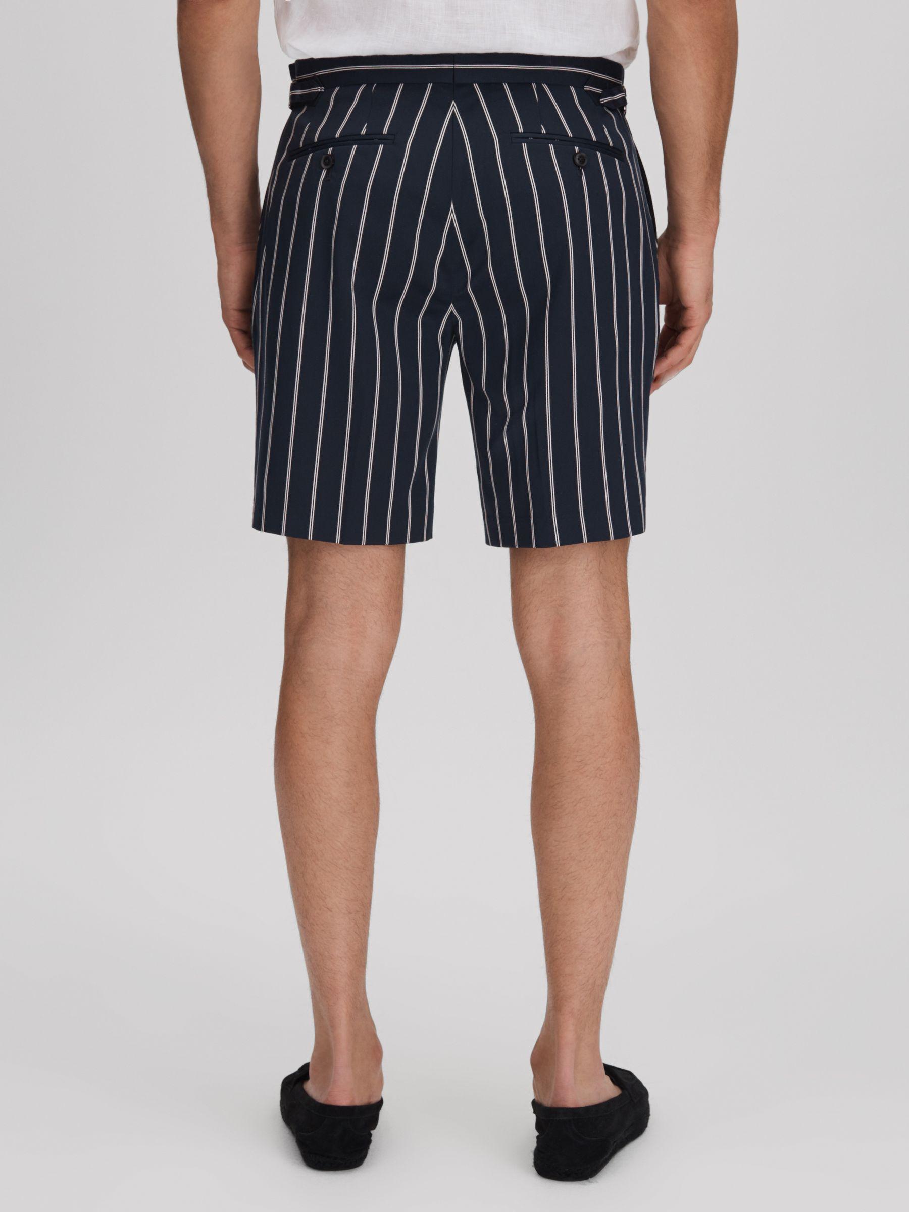 Striped Side Adjuster Shorts in Navy/White Product Image