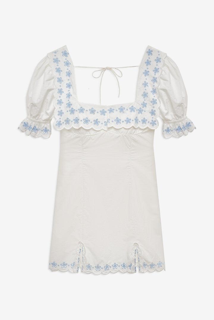Poppy Collared Mini Dress — White Product Image