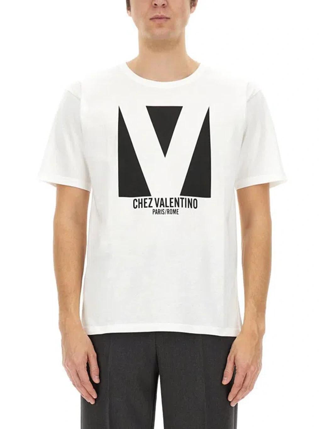 VALENTINO Mens Avorio Logo-print Crew-neck Cotton-jersey T-shirt Product Image