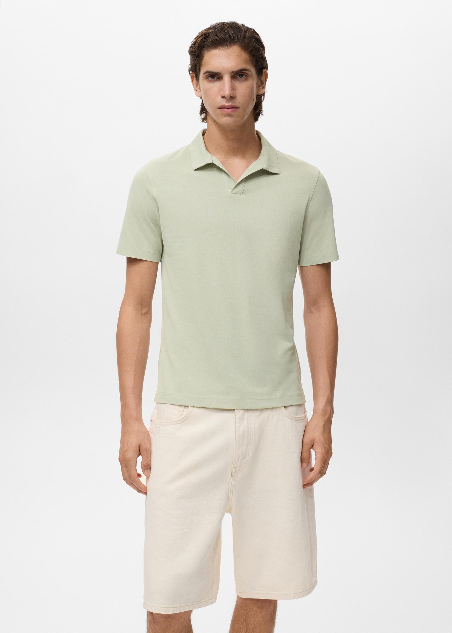 Cotton piqué polo shirt - Men | MANGO USA Product Image