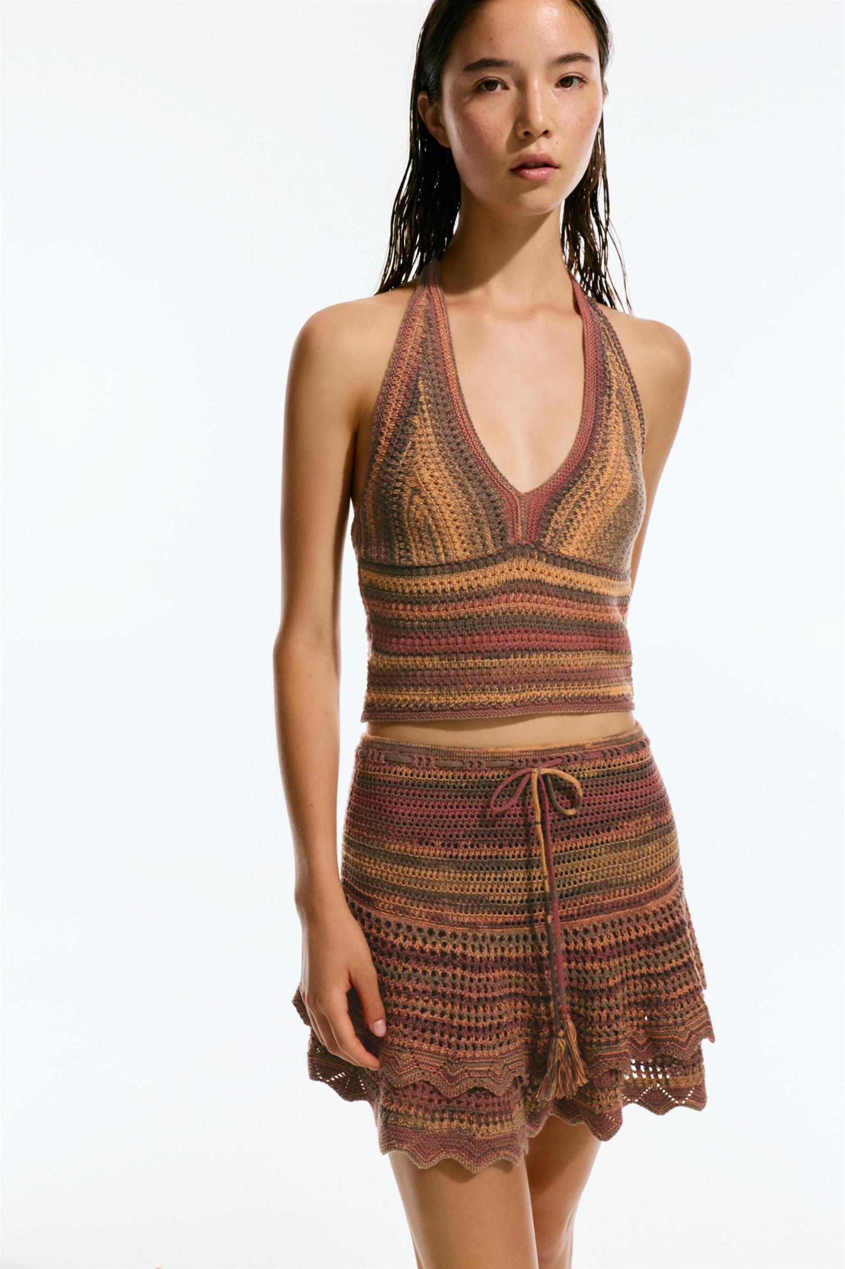 Ruffled crochet mini skirt Product Image