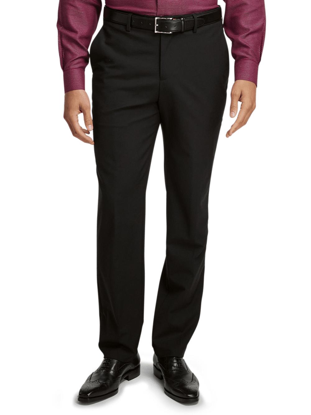 Wool Stretch Bengaline Single Breasted Peak Lapel Suit - Black Product Image