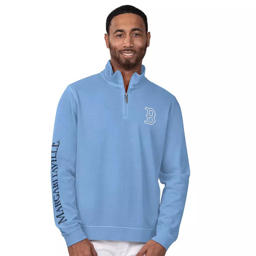 Men's Margaritaville Light Blue Boston Red Sox First Pitch Quarter-Zip Pullover Top,  Product Image
