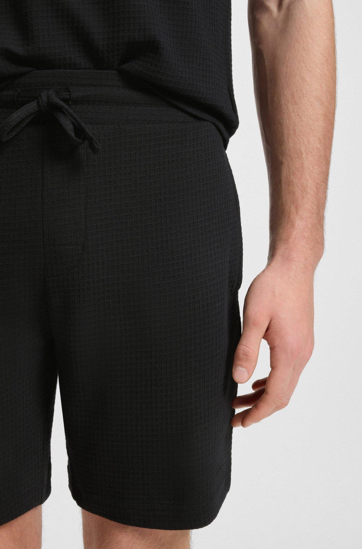 Waffle-structured pajama shorts with embroidered logo Product Image