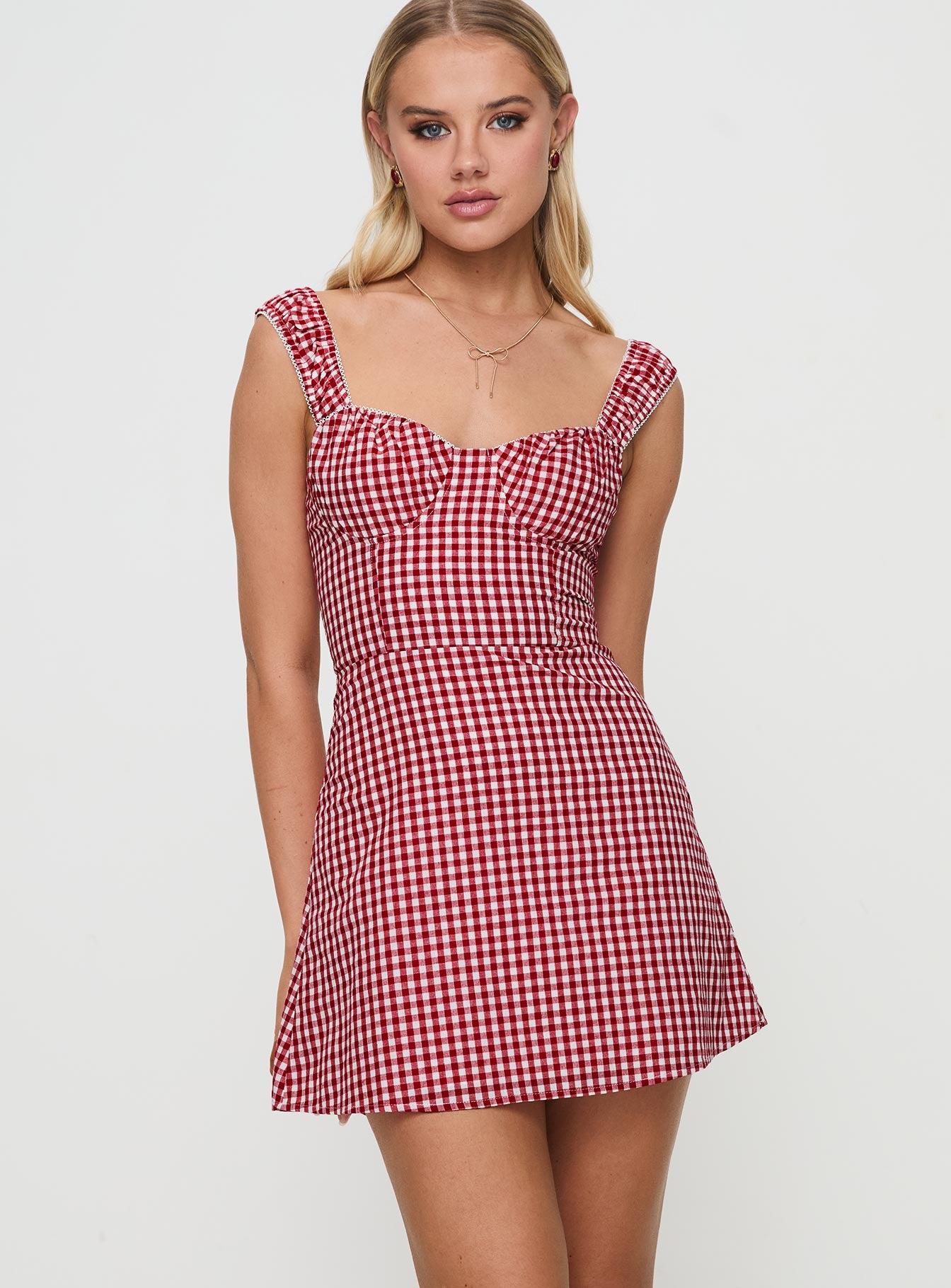 Faubert Mini Dress Red Gingham Product Image