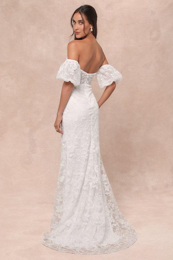 Everlasting Muse White Embroidered Off-the-Shoulder Maxi Dress Product Image