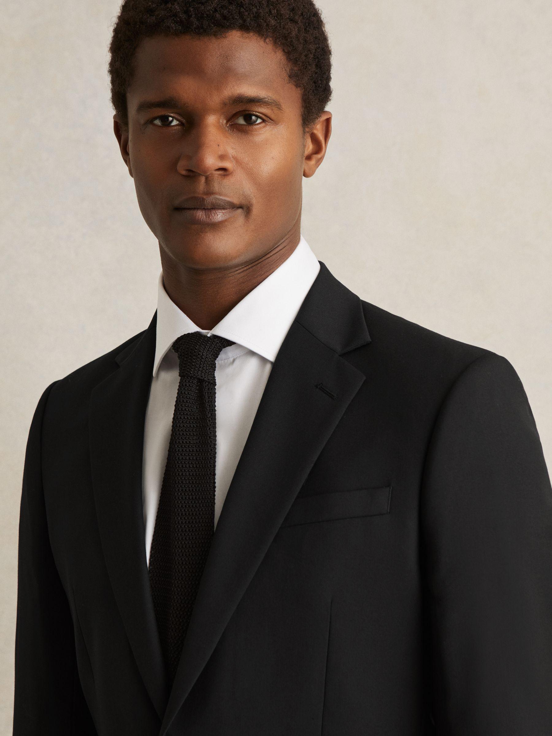 Wool-Blend Single-Breasted Suit Jacket Slim-Fit in Black Product Image