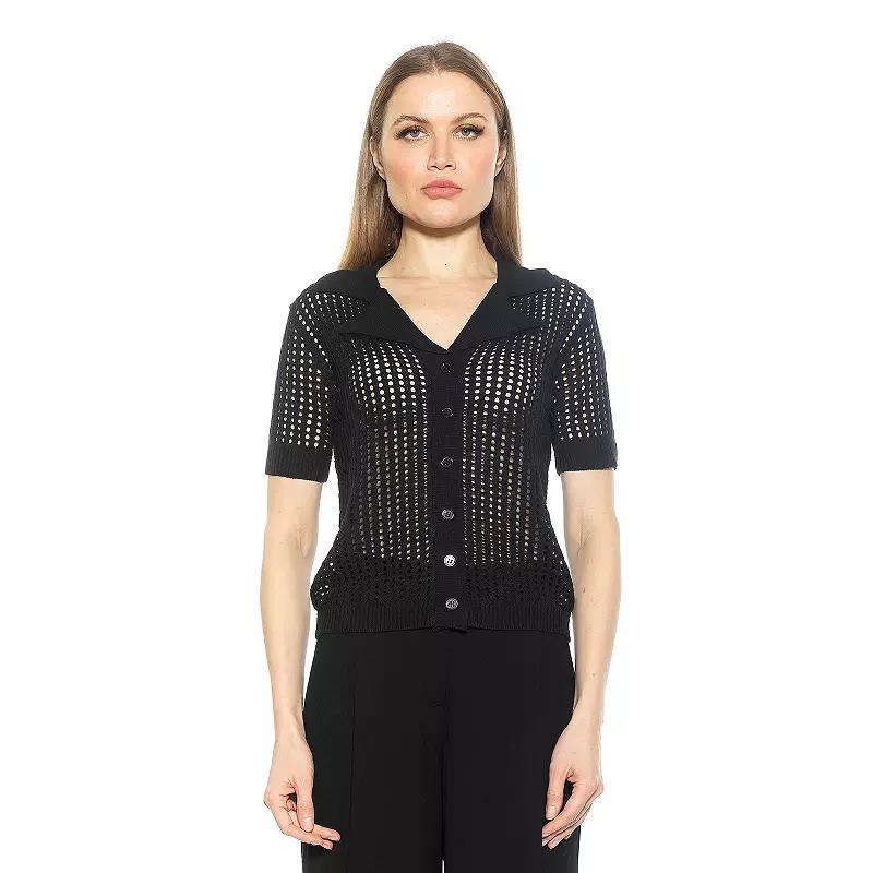 Women's ALEXIA ADMOR Josi Crochet Button Down Top,  Product Image