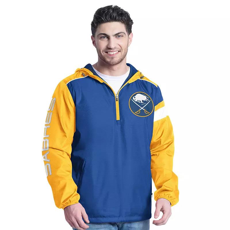 Men's G-III Sports by Carl Banks Royal/Gold Buffalo Sabres Lateral Half-Zip Hoodie Jacket, Size: 2XL, Blue Product Image