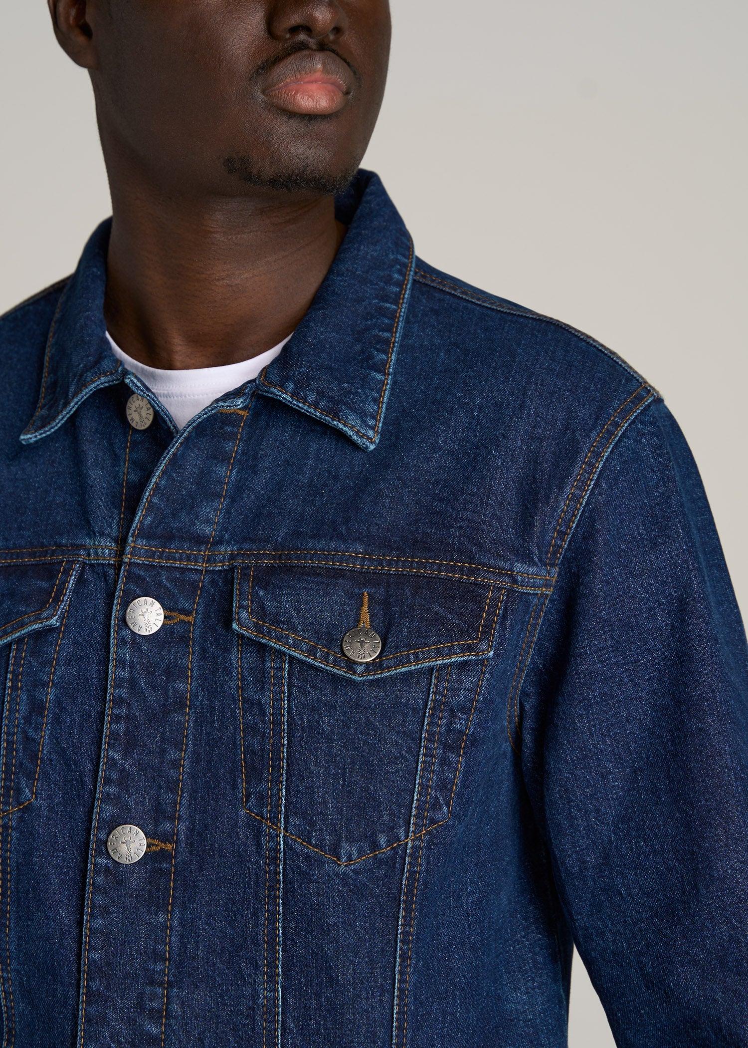 Denim Trucker Jacket for Tall Men in Mid Ocean Blue Male Product Image