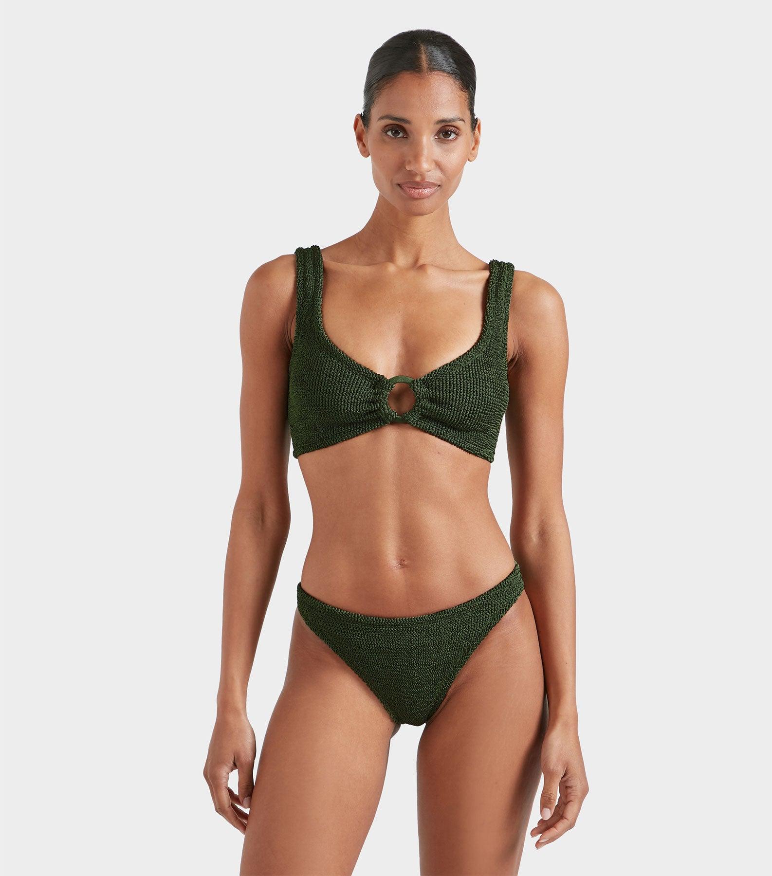 Julia Bikini With Tonal Hoops - Metallic Khaki Product Image