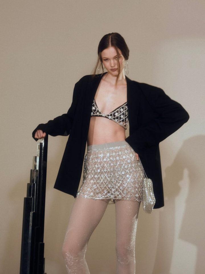 Rhinestone Star Skirt — Silver Product Image