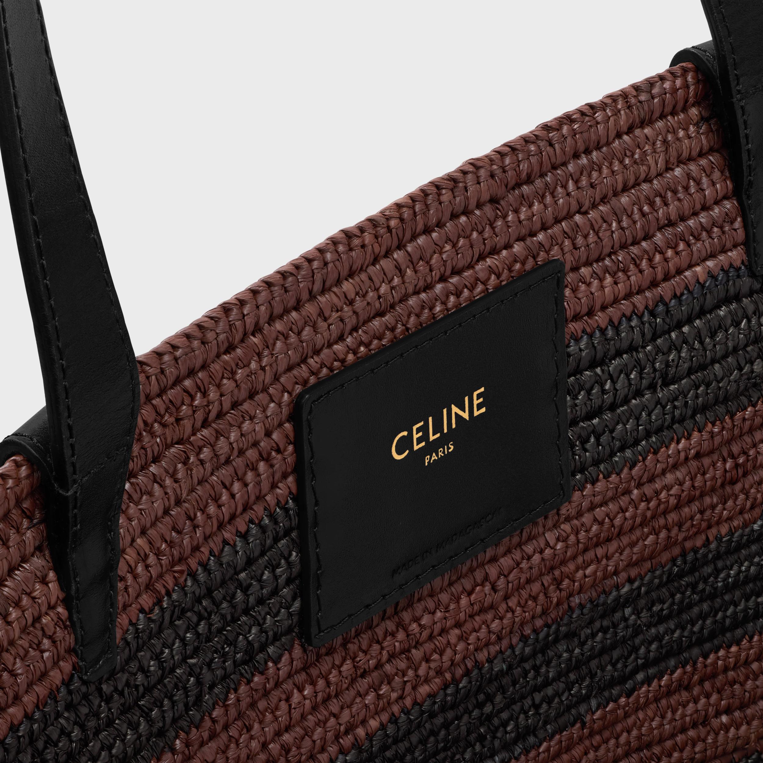 COUFFIN CELINE CLASSIC PANIER IN STRIPED RAFFIA AND CALFSKIN Product Image