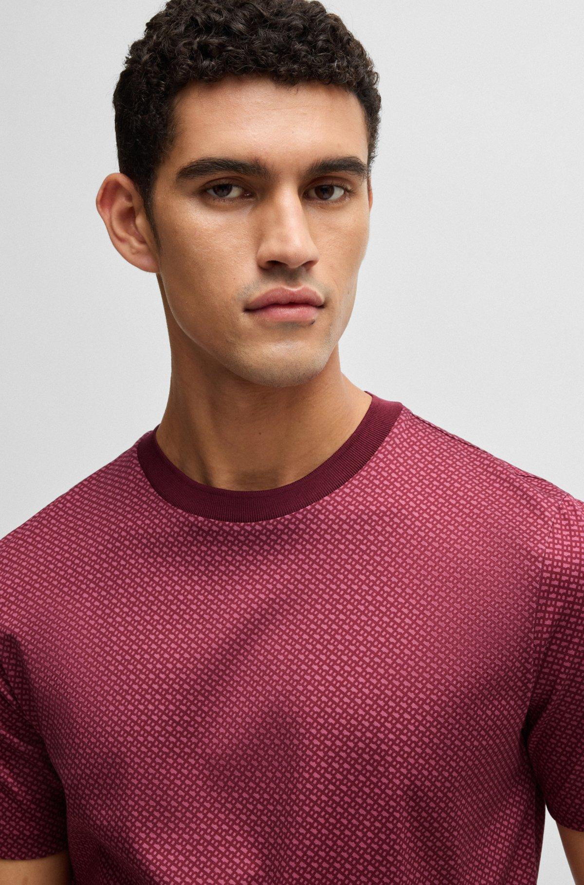 Mercerized-cotton T-shirt with two-tone monogram print Product Image