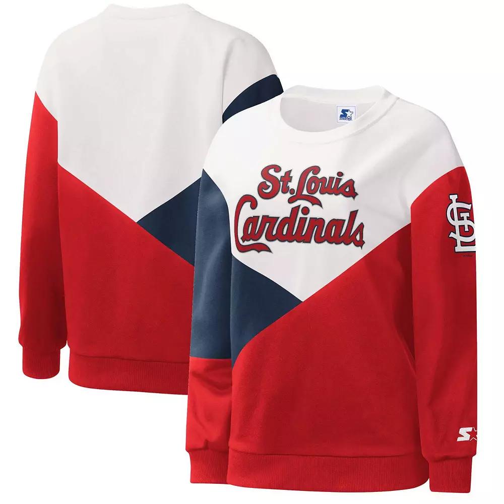 Women's Starter White/Red St. Louis Cardinals Shutout Pullover Sweatshirt,  Product Image