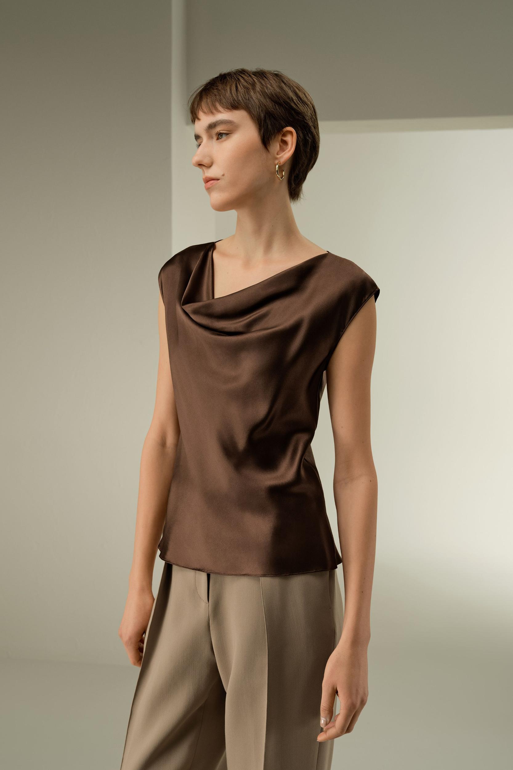 Sleeveless Cowl Neck Slim Fit Top Product Image